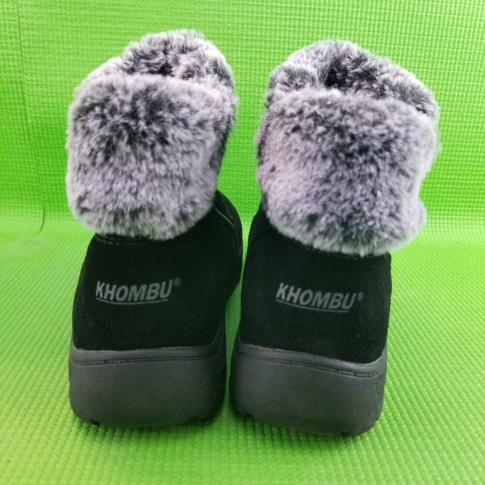 ✅Khombu JESSICA Black Suede Faux Fur Lined Side Zip Ankle Booties Womens 8M Shoe - Picture 9 of 11